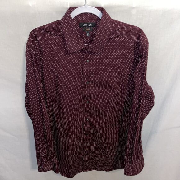 Apt. 9 Dress Shirt Men’s Size Large Purple Dotted Long Sleeve Button Up 17 34/35 - Picture 1 of 12